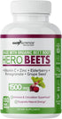 Beet Root Capsules 1500mg - Organic Beet Root Powder + Vitamin C Zinc, Elderberry, Pomegranate, Grape Seed Extract - Nitric Oxide Supplement, Supports for Healthy Circulation* -Vegan - 3 Months Supply