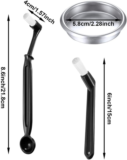 Zhehao Coffee Machine Brush Cleaner 4 Pieces Coffee Machine Brush with Spoon and 1 Piece 58 mm Stainless Steel Back Flush Insert Metal Blind Filter for Espresso Machine
