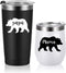 Gingprous Mama Bear, Papa Bear Set, Gifts for New Parents New Mom and New Dad Pregnancy Couples, Insulated Stainless Steel Wine Tumbler and Travel Tumbler with Lids(2 Pack, Black and White)