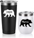 Gingprous Mama Bear, Papa Bear Set, Gifts for New Parents New Mom and New Dad Pregnancy Couples, Insulated Stainless Steel Wine Tumbler and Travel Tumbler with Lids(2 Pack, Black and White)