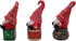 Festive Holiday Sitting Gnome Figurines, Christmas Decoration, 3 Assorted, 5 Inches