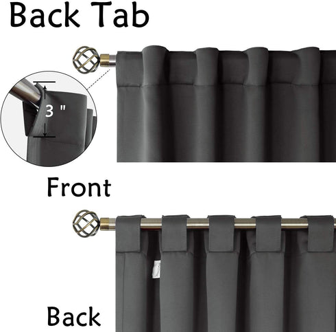 BGment Dark Grey Window Curtains for Bedroom - 38 x 45 Inch Thermal Rod Pocket and Back Tab Blackout Curtains for Kitchen/Window/Living Room, 2 Panels