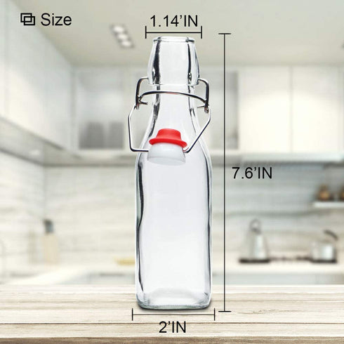 Swing Top Glass Bottles 8 oz with Airtight Lids for Home Brewing, Kombucha, Kefir, Vanilla Extract, Beer, Oil, Vinegar, Homemade Juices, Water,Soda Set of 9