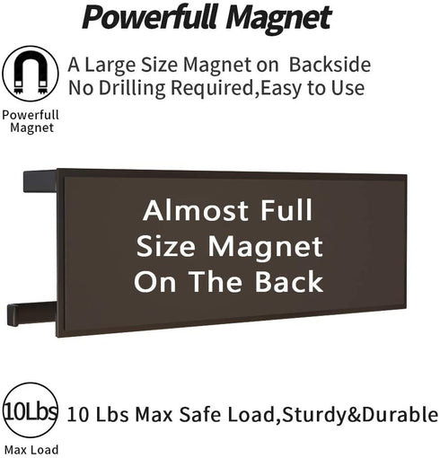 Magnetic Paper Towel Holder for Refrigerator with 6 Hooks, Kitchen Towel Rack with Strong Magnet, Magnetic Shelf Multi Function Made of Iron,Used for Kitchen, Drill Free (Black, with 6 Hooks)