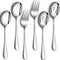 6 Pack Serving Spoons Set Includes 2 Serving Spoons 2 Slotted Serving Spoons and 2 Serving Forks Stainless Steel Buffet Dinner Restaurant Serving Spoons Set for Party Banquet, 8.7 Inch (Silver)
