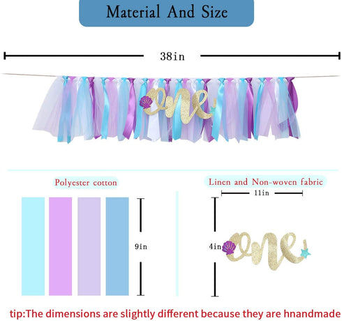 1st Birthday Tutu Decoration for Party - Mermaid Princess 1st Birthday Party - Mermaid Baby Skirt Photo Booth Props and Backdrop Cake Smash - Best Princess Birthday Party Supplies (Purple Blue)