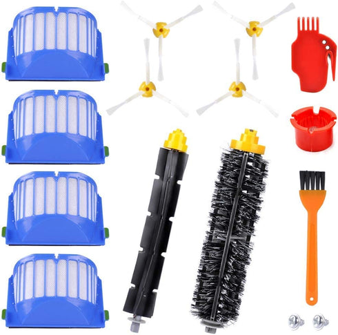 KEEPOW Replacement Accessories Kit for iRobot Roomba 600 Series 675 690 680 671 652 650 620 614 595 Vac Parts, 4 Hepa Filters,4 Side Brushes,1 Flexible Beater Brush,1 Bristle Brush,2 Cleaning Tool