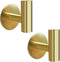 Biomoty Brushed Gold Adhesive Wall Hooks 2 Packs, Heavy Duty Sticky Towel Hooks for Bathroom Kitchen Door, Wall Mounted Stick on Hook for Coat Towels Keys Robe (Gold)