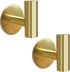 Biomoty Brushed Gold Adhesive Wall Hooks 2 Packs, Heavy Duty Sticky Towel Hooks for Bathroom Kitchen Door, Wall Mounted Stick on Hook for Coat Towels Keys Robe (Gold)