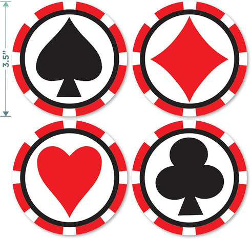 Casino Night Party Pack - Plastic Beverage Cups, Drink Coasters, and Table Cover Set (Serves 12)
