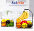 Auledio 2-Tier Square Countertop Fruit Vegetables Basket Bowl Storage With Banana Hanger, Black