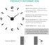Aililife 3D DIY Wall Clock Decor Sticker Mirror Frameless Large DIY Wall Clock Kit for Home Living Room Bedroom Office Decoration (Black)