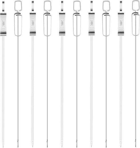 Metal Skewers for Grilling - 10PCS 17" Kabob Skewers for Grilling, Reusable Shish Kabob Skewers, Flat Blade BBQ Skewers with Slider, Stainless Steel Kebab Skewers, Heavy Duty Grilling Accessories