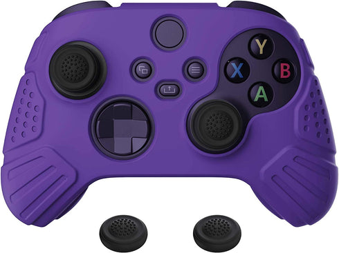 eXtremeRate PlayVital Guardian Edition Purple Ergonomic Soft Anti-Slip Controller Silicone Case Cover, Rubber Protector Skins with Black Joystick Caps for Xbox Series S and Xbox Series X Controller