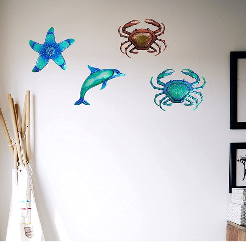 Comfy Hour Under The Sea Collection 10" Blue Metal Art Starfish Wall Decor