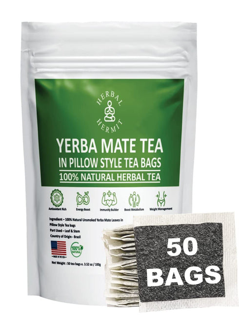 Yerba Mate Tea with Natural Organic Yerba Matte (50 tea bags)| Rich in Chlorophyll, Antioxidants and Vitamins| Made in USA