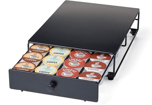 nifty SOLUTIONS Capacity Nifty Rolling Mini Black Finish, Compatible with K-Cups, 24 Pod Pack Holder, Compact Under Coffee Pot Storage Drawer, Slim Home Kitchen Counter Organizer