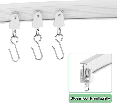 Refrze Ceiling Curtain Track, Curved Curtain Track Ceiling Mount, Room Divider Ceiling Track for Curtains, RV Curtain Track,Curtain Rail Ceiling Wall Mount for L Shape U Shape Bay Windows(8ft)
