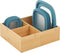 mDesign Bamboo Wood Kitchen Storage Bin Organizer for Food Container Lids and Covers - Use in Cabinets, Pantries, Cupboards - Large Divided Organizer with 3 Sections - 12" Long - Natural