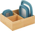 mDesign Bamboo Wood Kitchen Storage Bin Organizer for Food Container Lids and Covers - Use in Cabinets, Pantries, Cupboards - Large Divided Organizer with 3 Sections - 12" Long - Natural