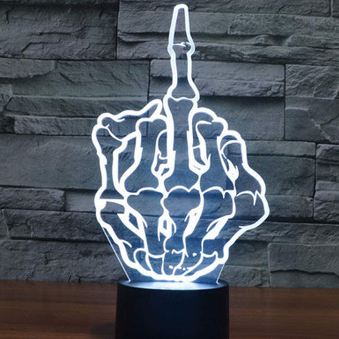 ZTOP Middle Finger Gesture 3D LED Optical Illusion Night Lamp 7 Color Change Touch Switch USB Powered Desk Light Christmas Thanksgiving Decor