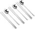 YAPULLYA Polished Stainless Steel Spoons and Chopsticks Set, Korean Chopsticks and Spoons tableware with long-hand, Reusable, set of 3-silver