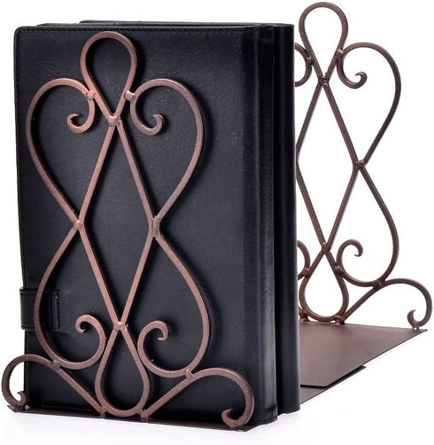 Artkingdome 1 Pair Luxury Old School Bookends Retro Organizer Books End Stand Desk Holder Racks Non-Skid Bookcase Library Decorative Bookend Gift w/Padding