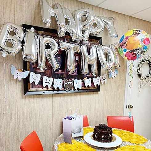 Baby Birthday Decorations Tooth Party Banner for Kids Boys or Girls 1st Birthday Party and Dental Graduation Party Decorations, 10 Different Smilling Tooth Angel Deisgn with Cute Mustache Cloud and Crown, Great for Baby Shower Decorations