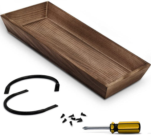 AGLARY Rectangle Wood Candle Tray with Black Metal Handles, Rustic Wood Candle Holder for Displaying Candles,Centerpieces for Dining Table,Mantel, Coffee Table