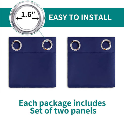 BGment Blackout Curtains for Bedroom - Grommet Thermal Insulated Room Darkening Curtains for Living Room, Set of 2 Panels (42 x 63 Inch, Navy Blue)