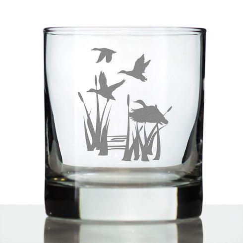 Duck Pond Whiskey Rocks Glass - Cabin Themed Gifts or Rustic Decor for Men and Women - Fun Whisky Drinking Tumbler - 10.25 oz