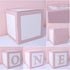 First Birthday Decorations for Girl Pink ONE Boxes ,3Pcs ONE Balloon Boxes Baby 1st Birthday Girl Decorations with 2 Set of ONE letters,DIY ONE Blocks for Pink Girls Teddy Bear Baby Shower Decorations Photoshoot Props