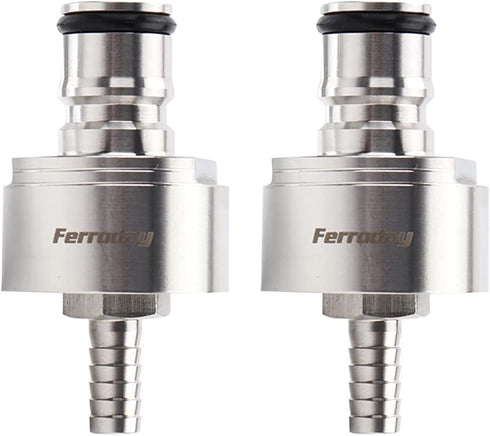 FERRODAY Stainless Steel Carbonation Cap Counter Pressure Bottle Filling 5/16 Barb CO2 Coupling to Carbonate Soda Beer Water Stainless Steel PET Bottle Filling Carbonation Cap & O-ring + Flat Gasket