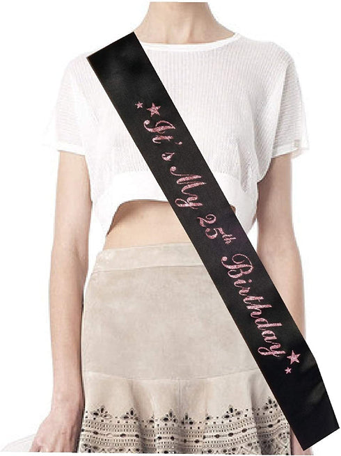 25th Birthday Gifts for Women, 25th Birthday Tiara and Sash, Happy 25th Birthday Party Supplies, It™s My 25th Birthday Sash and Tiara Birthday Crown for 25th Birthday Party Supplies and Decorations