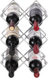 Buruis Countertop Wine Rack - 10 Bottle Wine Holder for Red White Wine Storage - Freestanding Metal Wine Rack - Small Tabletop Wine Rack - Modern Wine Bottle Holder - Silver