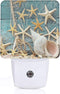 Beach Seashells Starfish Plug in LED Night Light Automatic Dusk to Dawn Sensor Wall Decorative for Bright Bathroom Bedroom Kids Room Hallway