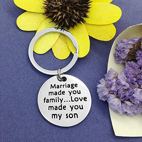 Son in Law Keychain Gifts Marriage Made You Family Love Made You My Son Keychain Son in Law Birthday Gifts Christmas Gift Wedding Gifts for Son in Law Groom to Be