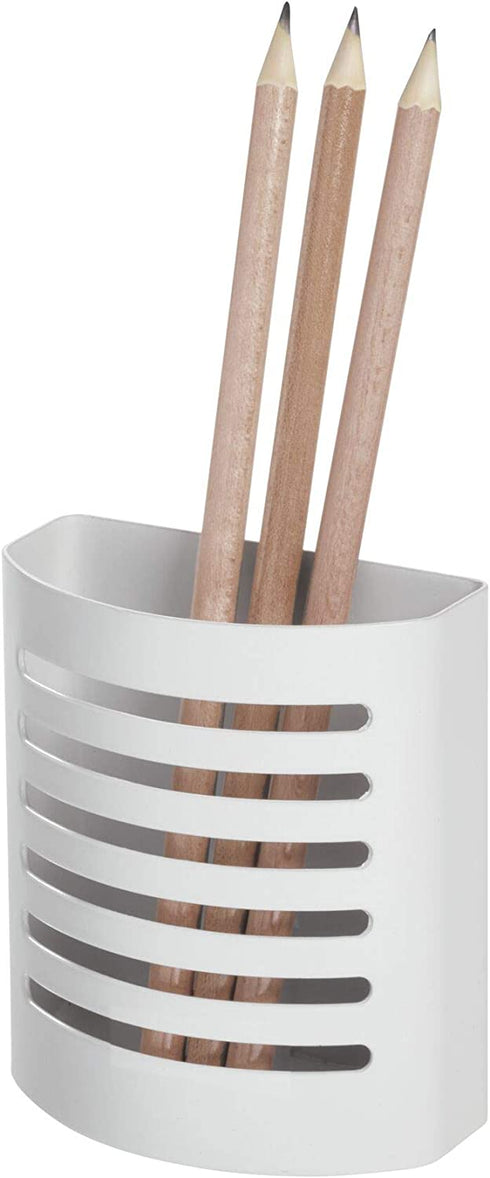 iDesign Forma Magnetic Modern Pen and Pencil Holder, Writing Utensil Storage Organizer for Kitchen, Locker, Home, or Office, Set of 1, Matte White