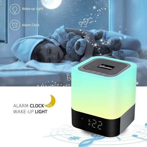 Elecstars LED Alarm Clock Bluetooth Speaker - Portable Night Light Touch Sensor Bedside Lamp with Dimmable Desk Lamp Support MP3, USB, AUX Best Gift for Kids, Party, Bedroom, Outdoor.