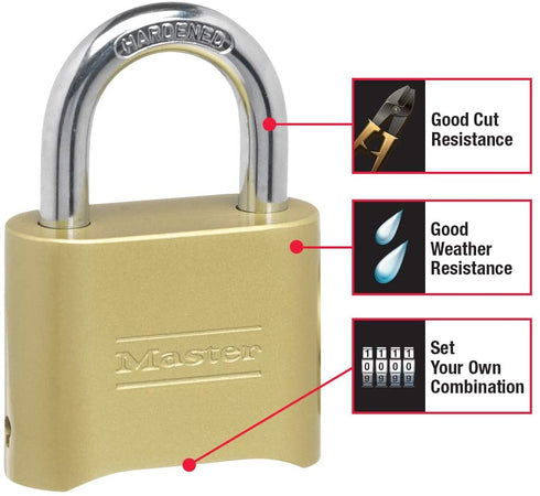 Master Lock 175D Locker Lock Set Your Own Combination Padlock, 1 Pack, Brass Finish