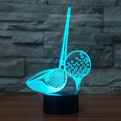 3D LED Golf Club Tool Night Light 7 Color Change LED Table Desk Lamp Acrylic Flat ABS Base USB Charger Home Decoration Toy Birthday Xmas Kid Children Gift