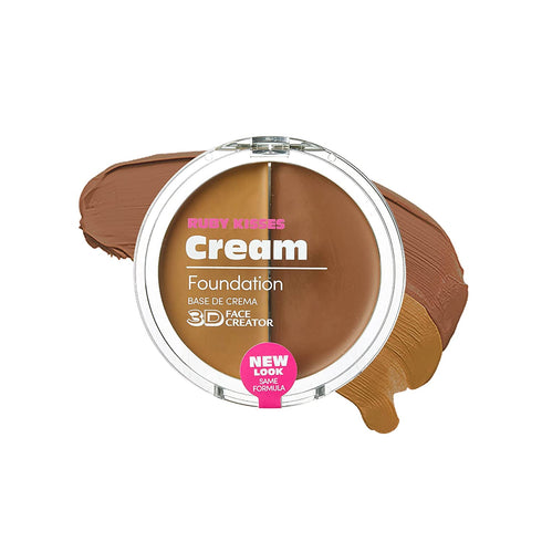 Ruby Kisses Cream Foundation 3D Face Creator 2-Color Foundation and Concealer, 12 Hour Wear Long Lasting, Medium to Full Coverage (Level 12)