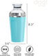 Oggi Groove Insulated Cocktail Shaker-17oz Double Wall Vacuum Insulated Stainless Steel Shaker, Tritan Lid has Built In Strainer, Ideal Cocktail Mixer, Martini Shaker, Margarita Shaker, Turquoise