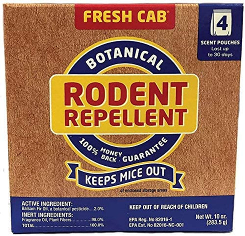 Fresh Cab Botanical Rodent Repellent - Environmentally Friendly, Keeps Mice Out, 4 Scent Pouches