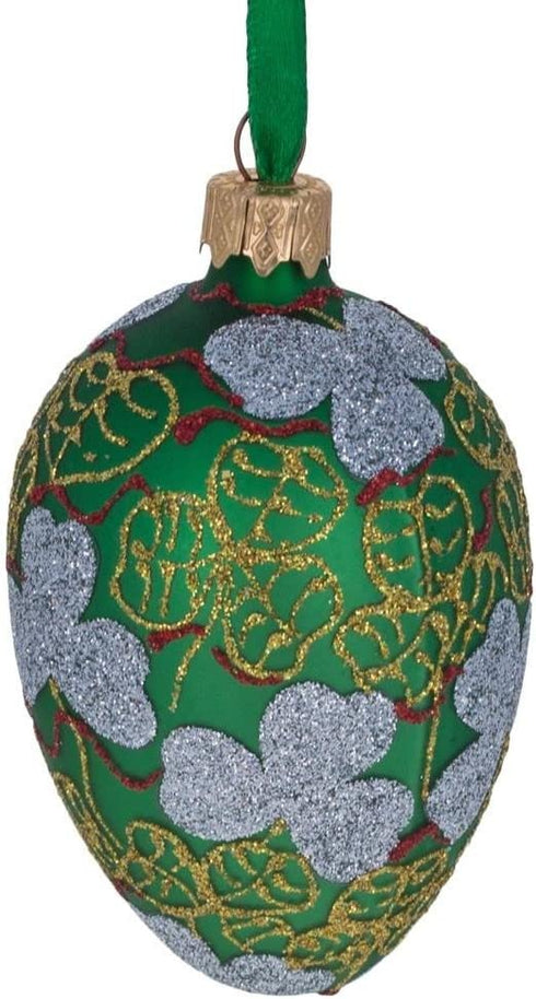 BestPysanky 1902 Clover Leaf Royal Egg Glass Christmas Ornament