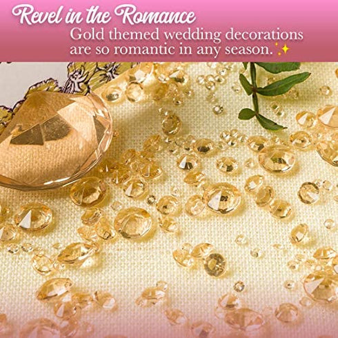 Luxury Gold Diamond Party & Wedding Decorations: Sparkling Acrylic Rhinestones, Crystal Scatter Gems Centerpiece & Table Décor - The Perfect Finishing Touch for Your Tables