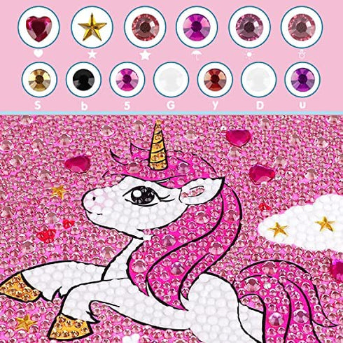 TOY Life 5D Diamond Painting for Kids with Wooden Frame - Diamond Arts and Crafts for Kids Ages 6 - 8 - 10 - 12 - Gem Painting Kit - Unicorn Diamond Painting Kits for Kids, Boys, Girls (Unicorn)