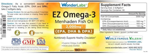 Atlantic Menhaden Fish Oil Omega-3 2000 mg, Burpless, Made in The USA, Perfect Balance of EPA+ DHA + DPA 90 Softgels