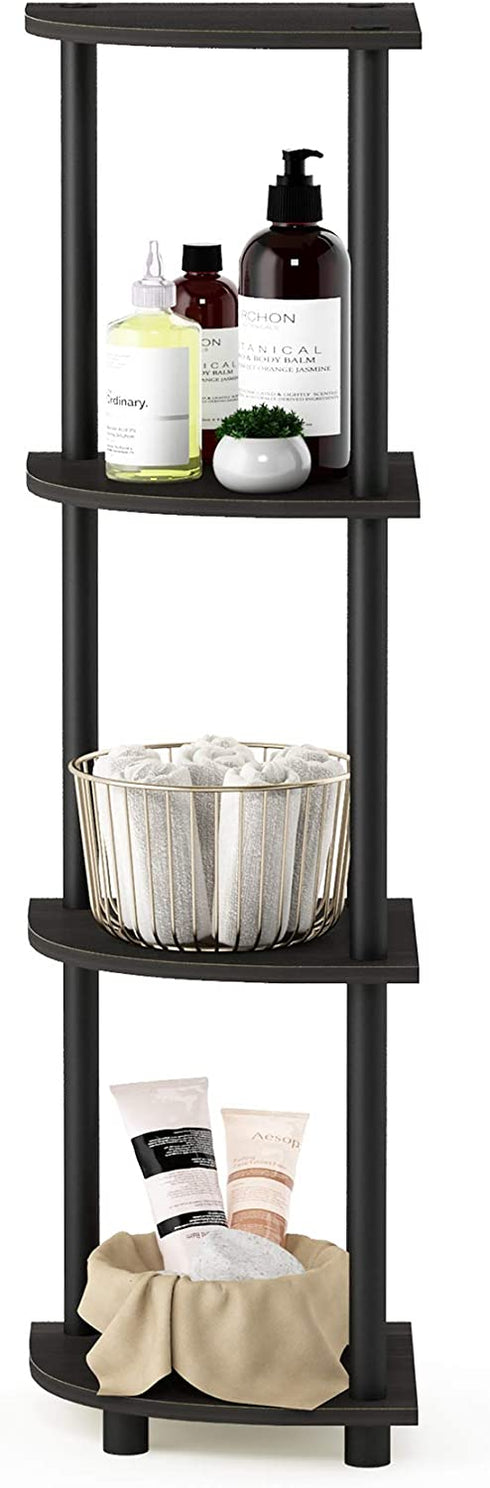 Furinno 12078EX/BK Turn-n-Tube Multipurpose 4-Tier Corner Shelf, Espresso/Black
