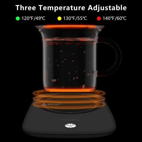 Kerjthu Coffee Mug Warmer, Smart Cup Warmer for Desk with Gravity-Induction & 3-Temperature Control, Black Beverage Warmer for Coffee, Tea, Milk, Tea Warmer Gift for Mother, Father